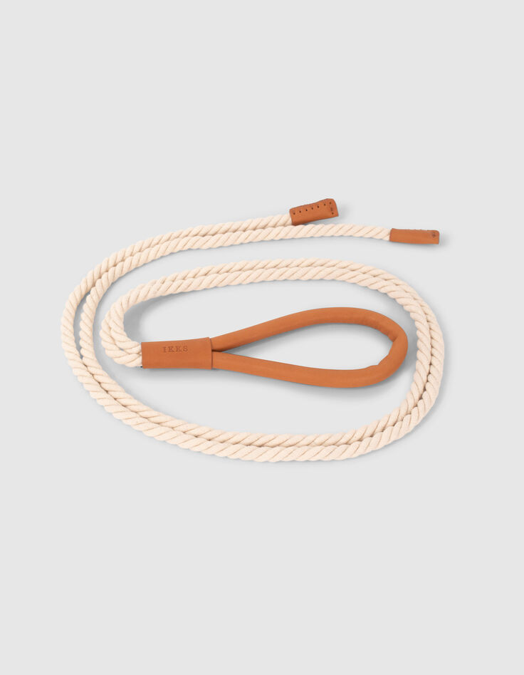 Ceinture à nouer en corde beige avec boucle cuir Femme-6