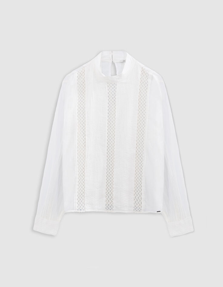 Off-white Bluse aus Bio-Baumwolle mit Besätzen Damen-6