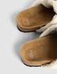 Ecru Damenslipper Wollleder Western-Schnalle-5