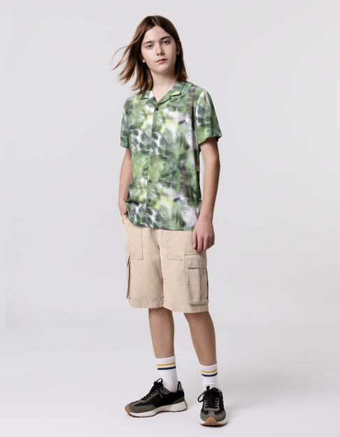 Chemise kaki imprimé camouflage pixellisé garçon - IKKS