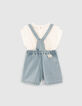 Conjunto peto vaquero y camiseta bebé niña-2