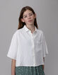 Chemise écrue froissée forme cropped fille-3