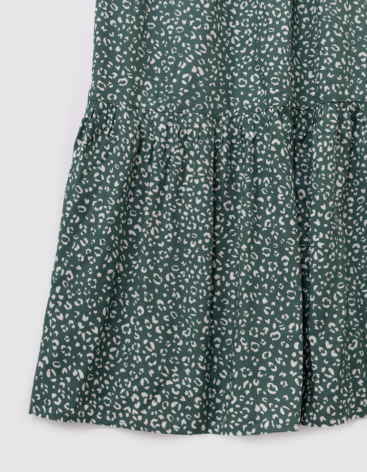 Robe longue fines bretelles verte imprimé léopard fille-8