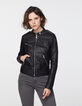 Women’s black beaded shoulder lambskin jacket-2
