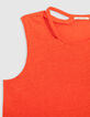 Women's iridescent linen knit asymmetrical melon tee-shirt-5