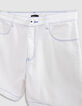 Short en jean blanc surpiqûres bleues fille-5