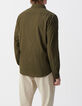 Men&rsquo;s khaki organic cotton SLIM shirt, striped embroidery-3
