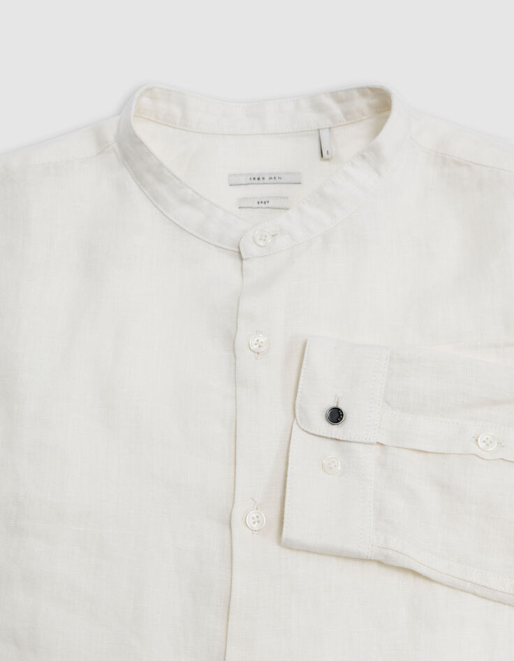 Camisa REGULAR tiza cuello Mao lino hombre-5