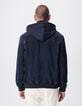 Donkerblauw su&egrave;de herenjack met afneembare capuchon-3