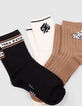 Chaussettes noires, blanches et camel gar&ccedil;on-7