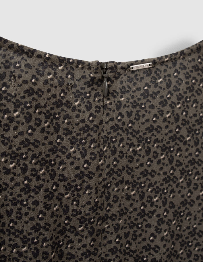 Khaki Mädchenkleid LENZING™ ECOVERO™ mit Leopardentupfen-7