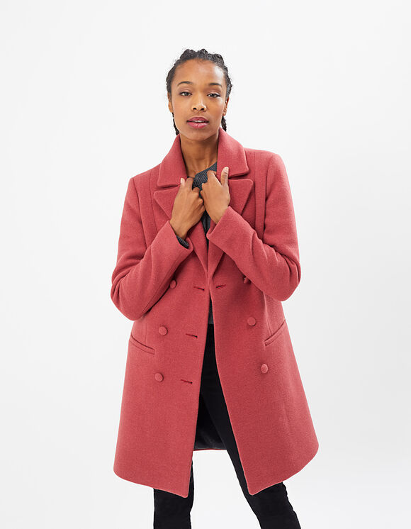 I Code Peony Pea Jacket Style Coat I Code Peony Pea Jacket Style Coat, Red Pea Coat With Bow