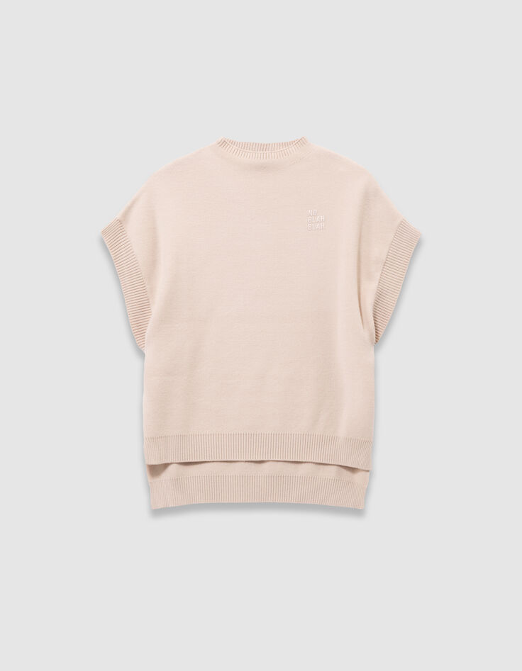 Beige tricot spencer meisjes-1
