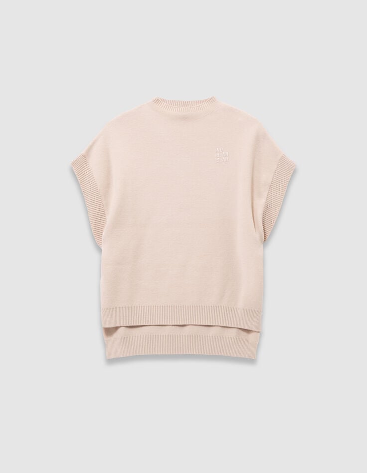 Beige tricot spencer meisjes-1 Beige tricot spencer meisjes-1