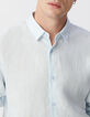 Himmelblaues Herrenhemd im SLIM-Fit, Leinen-4
