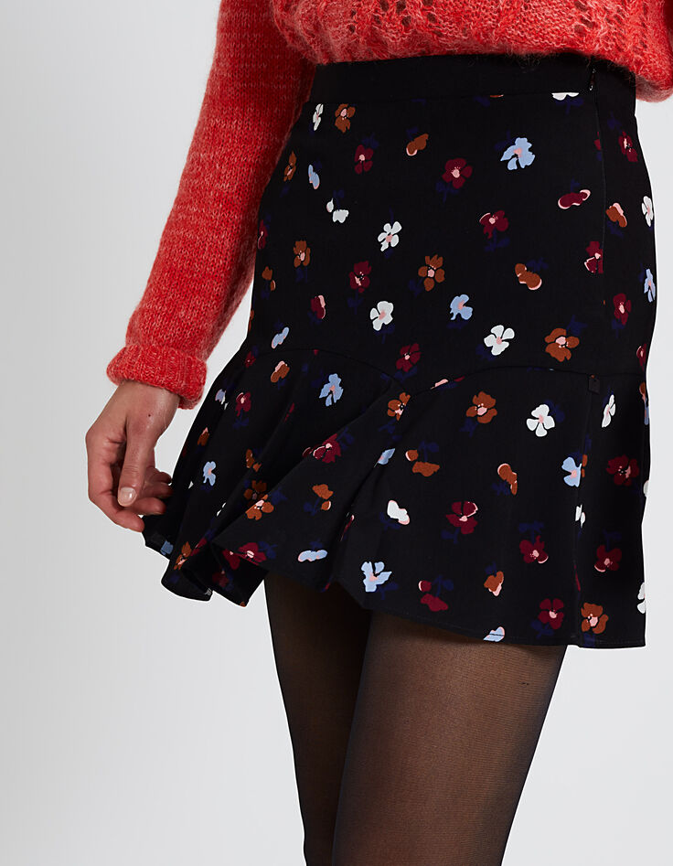 Falda negra estampado floral I.Code-5