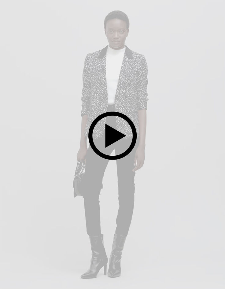 Women's black rock tachist print suit jacket-8