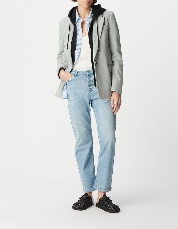 Grey blazer with black hood Women-1