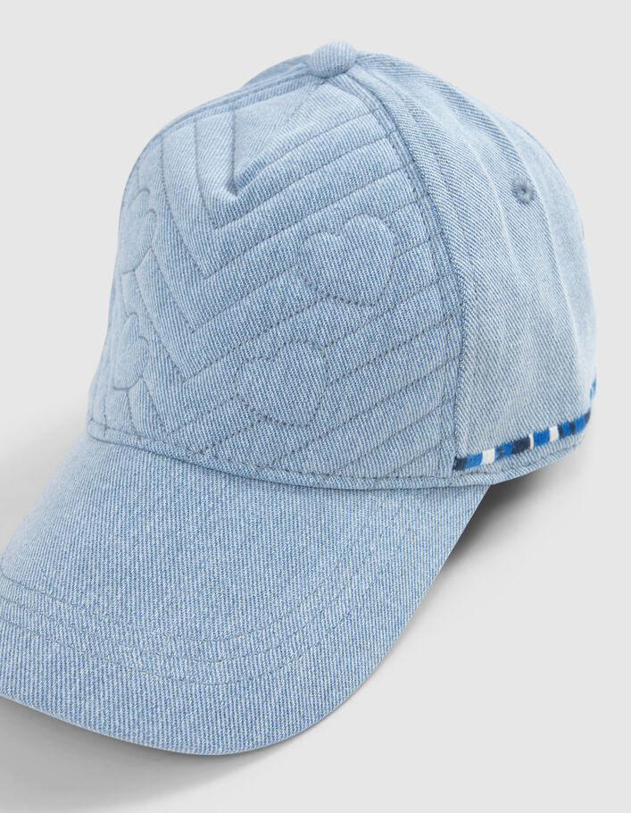 Girls’ blue Lyocell® cap with quilted hearts - IKKS
