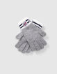 Graue Jungenstrickhandschuhe mit gestreiften Rippb&uuml;ndchen-5