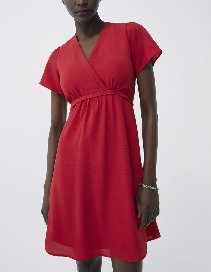 Robe vermillon avec jeu de laçage au dos femme-2