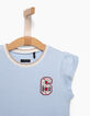 Hemelsblauw T-shirt met strokenmouwen meisjes-2