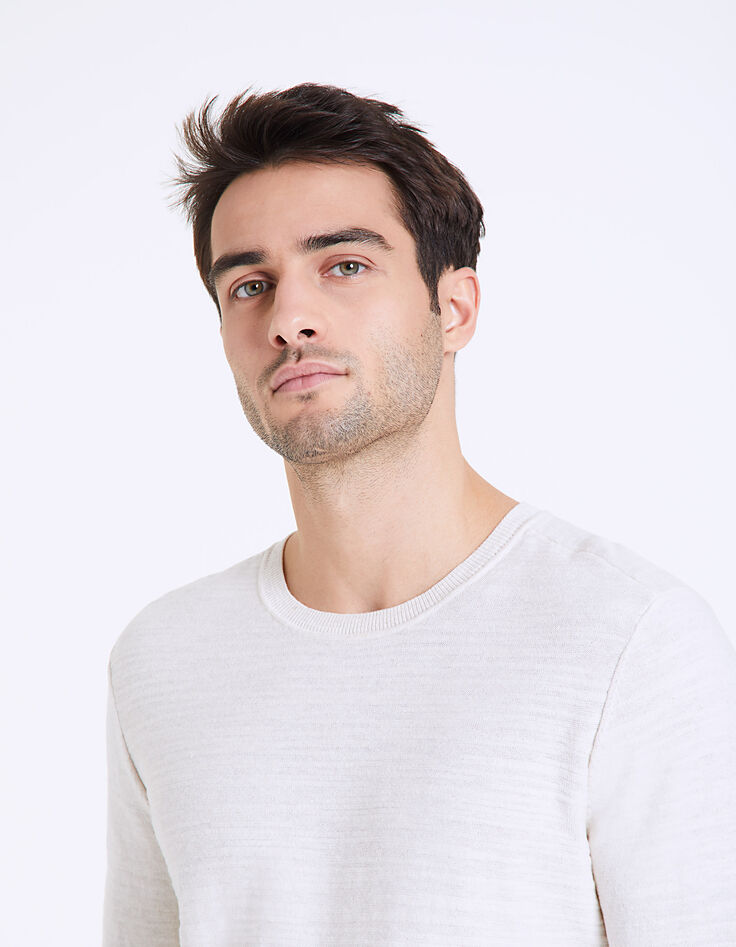 Men's natural slub knit sweater-4