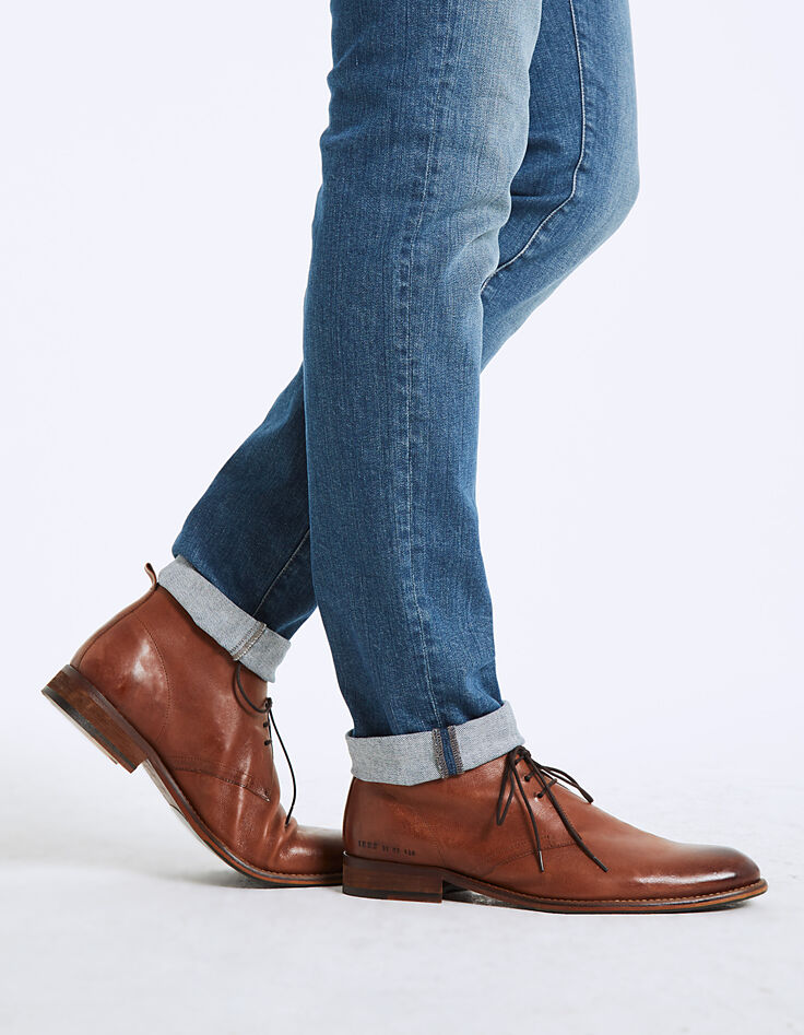 Botas Chukka visón de cuero patinado Hombre-2