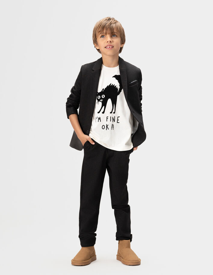 Veste de costume cérémonie noire faux-uni garçon IKKS