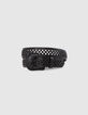 Damen-G&uuml;rtel aus schwarzem Leder mit &Ouml;sen-1