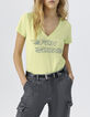 Women’s lime green slogan T-shirt with diamante-1