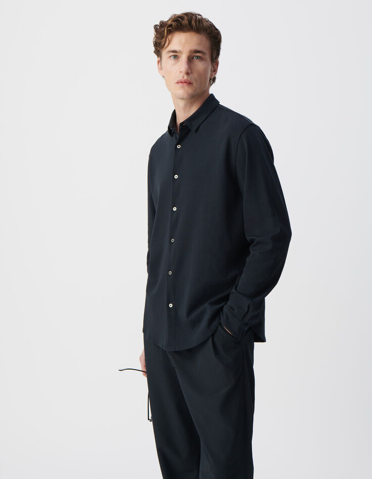 Camisa REGULAR azul marino manga larga Interlock Hombre-1