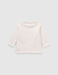 T-shirt beige coton bio visuel tigre et typo floquée bébé garçon-3