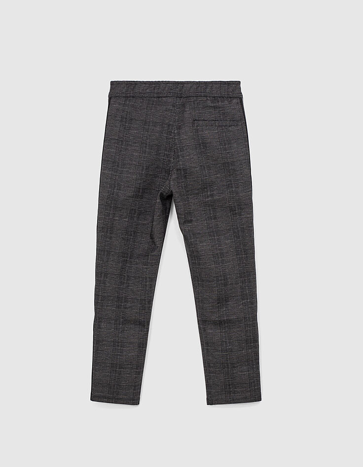 Pantalon gris chiné forme jogging prince-de-galles garçon-3