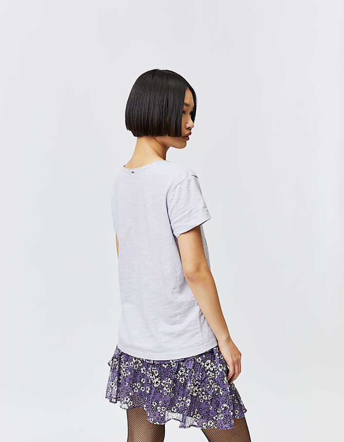 Women’s lilac slogan cotton slub T-shirt - IKKS