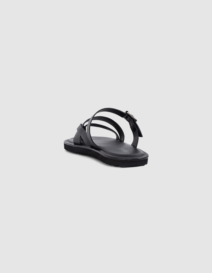 Mules noires cuir brides croisées Homme-3