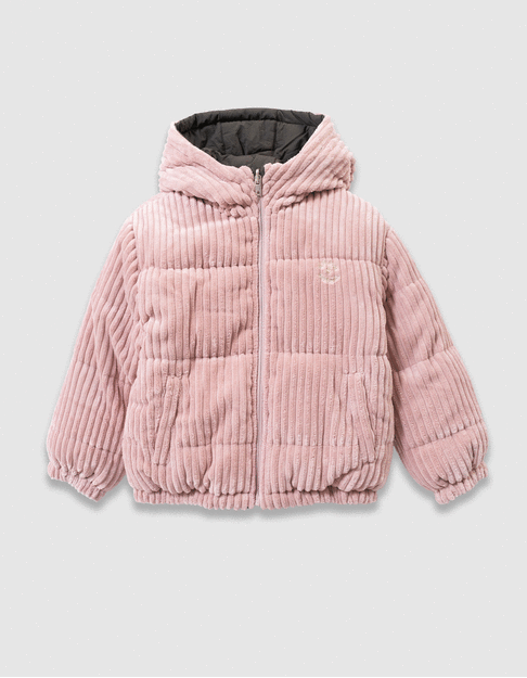 Plumas reversible caqui y rosa pana niña - IKKS