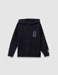 Jersey capucha negro punto jaspeado insignia cifra niño-1
