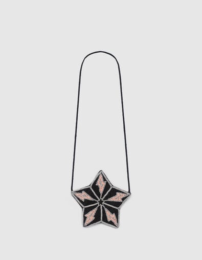 Girls’ black star-shape bag with bead embroidery - IKKS