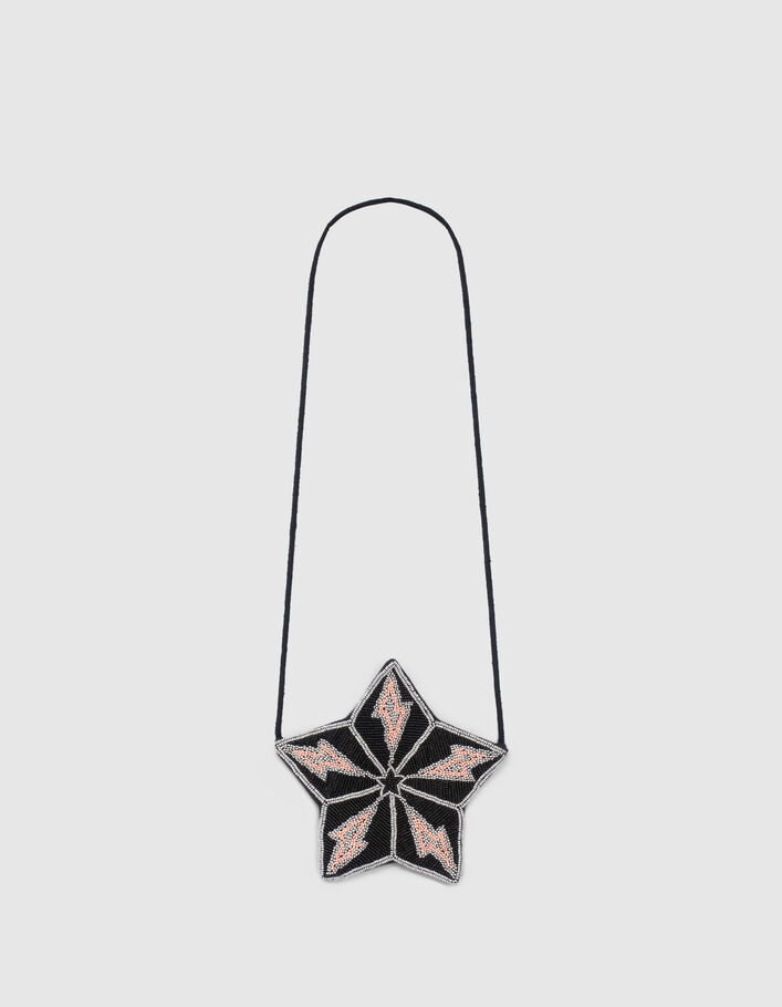 Girls’ black star-shape bag with bead embroidery - IKKS