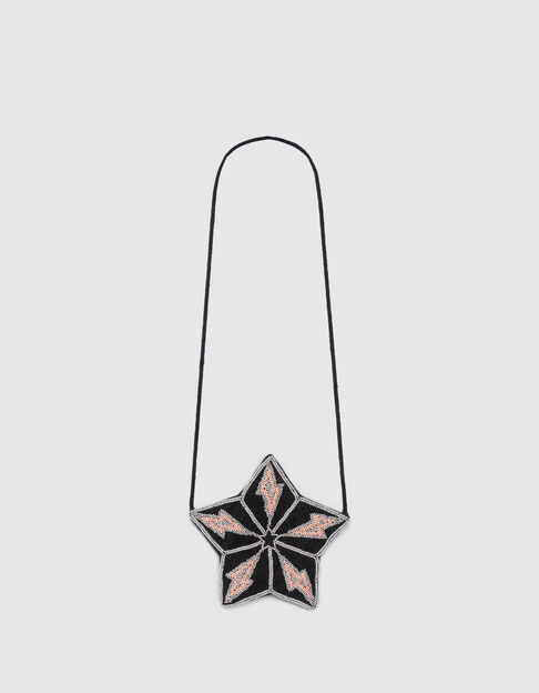 Schwarze, sternförmige Mädchentasche mit Perlenbesatz