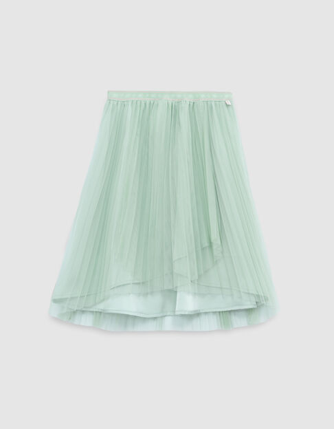 Falda tutú midi verde agua plisada asimétrica niña - IKKS