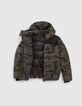 Bronzefarbene Jungensteppjacke mit Camouflageprint -2