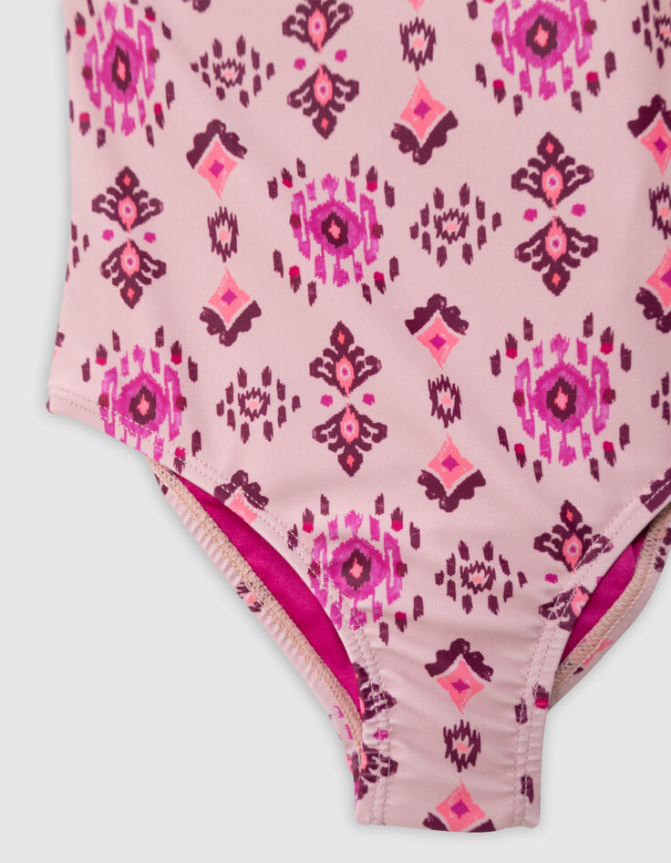 Maillot de bain 1 pièce rose imprimé ethnique fille-4