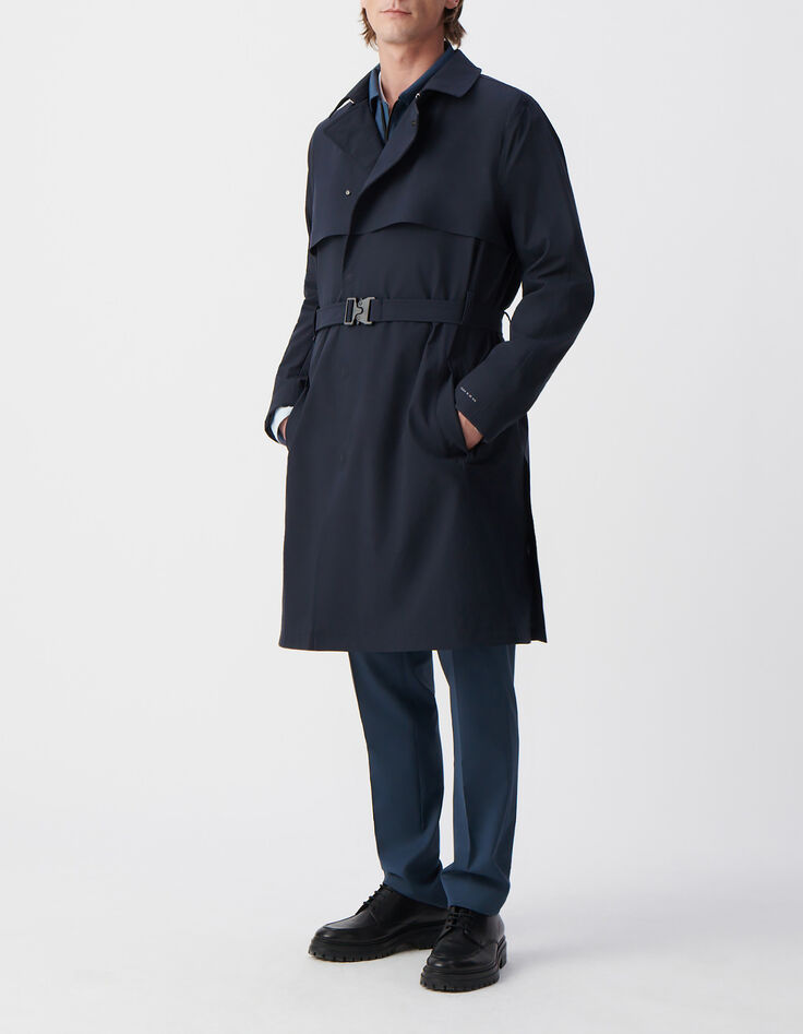 Men&rsquo;s navy nylon WATERPROOF trench coat-2