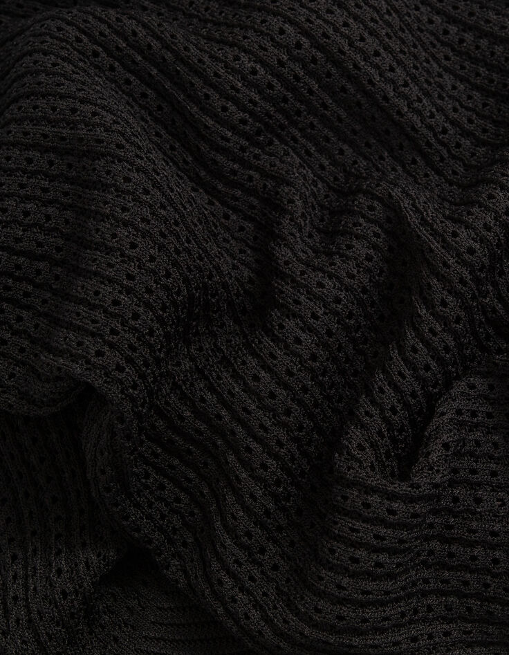 Zwarte kokerjurk ajourtricot midi-lengte Dames-6