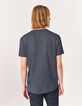 Tee-shirt bleu foncé jacquard faux-uni Homme-3