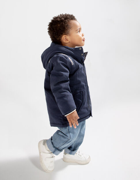 Baby boys’ navy fur-lined hooded parka