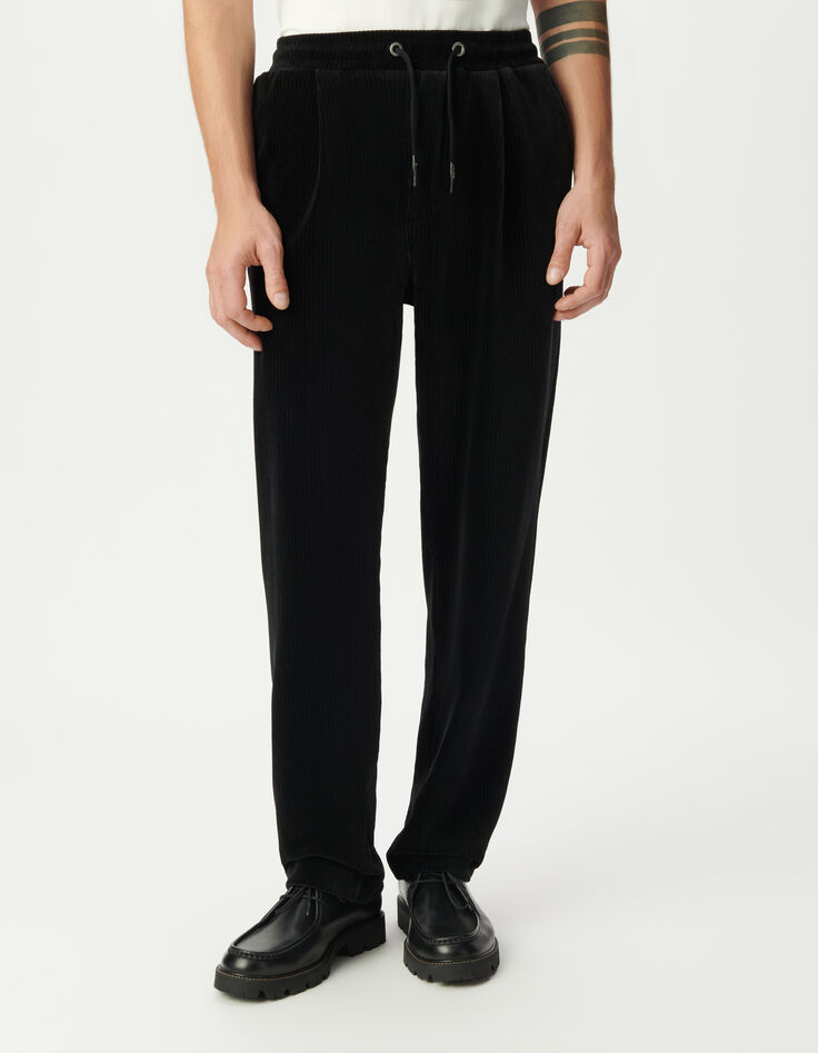 Zwarte jogpant ribvelours elastische taille Heren-2