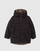 Boys’ black and mocha reversible long padded jacket-1
